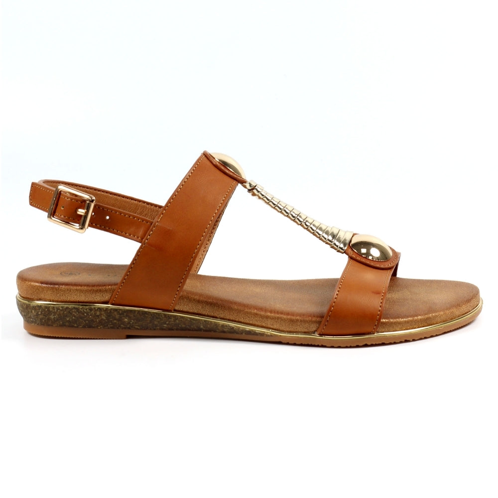 Ladies Lunar RENOIR T-Bar  Sandal Tan Tempo Soft