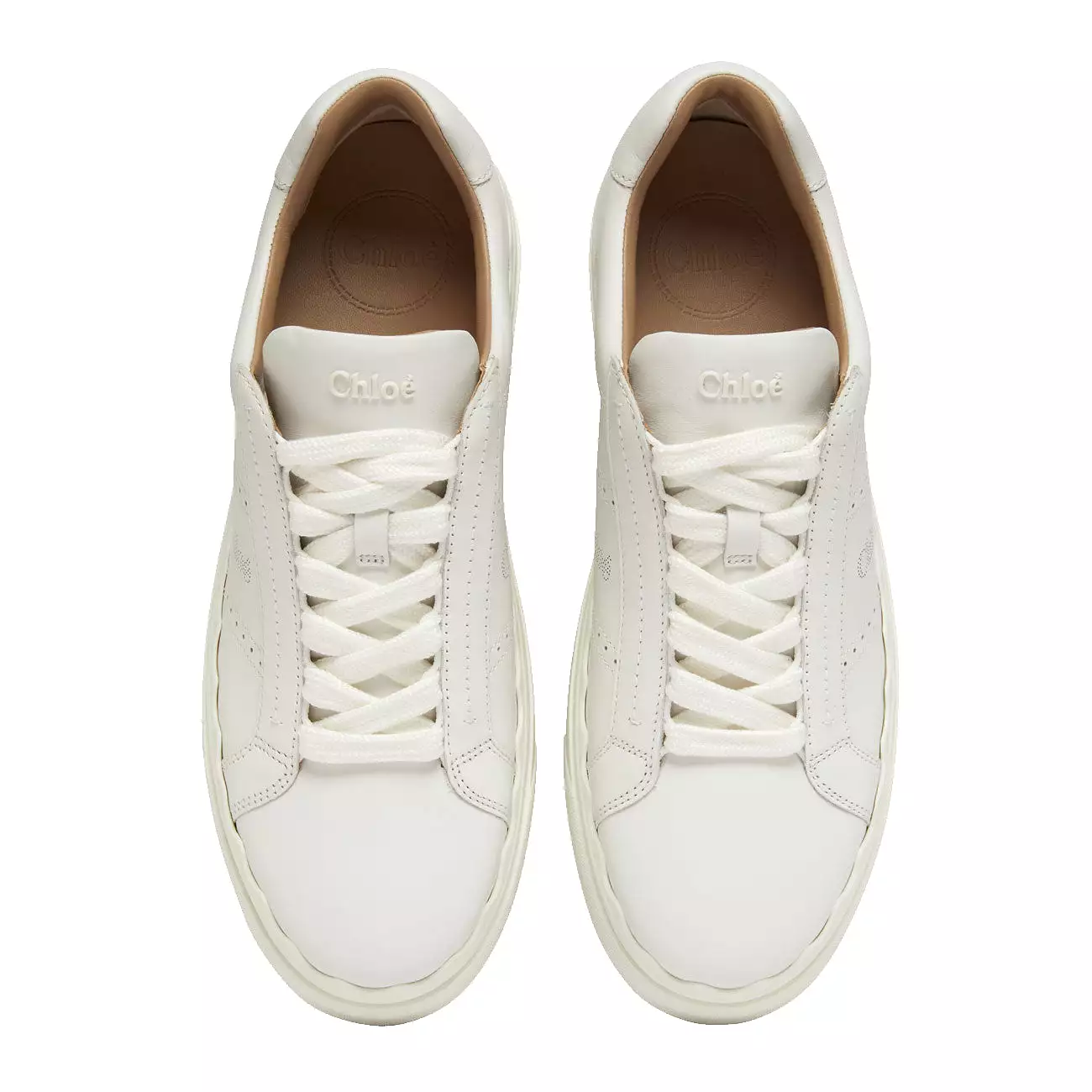 Lauren Leather Sneakers, Perforated Logo, White