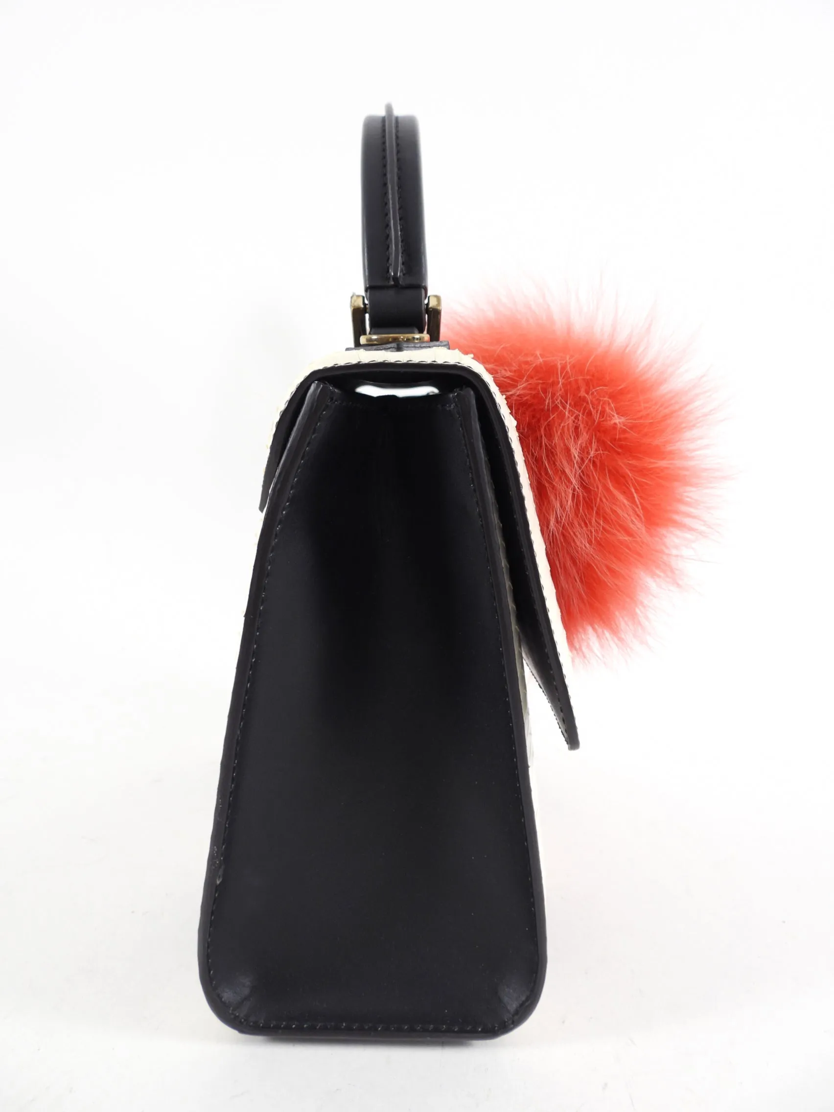 Les Petit Joueurs Python and Fox Fur Striped Mini Bag