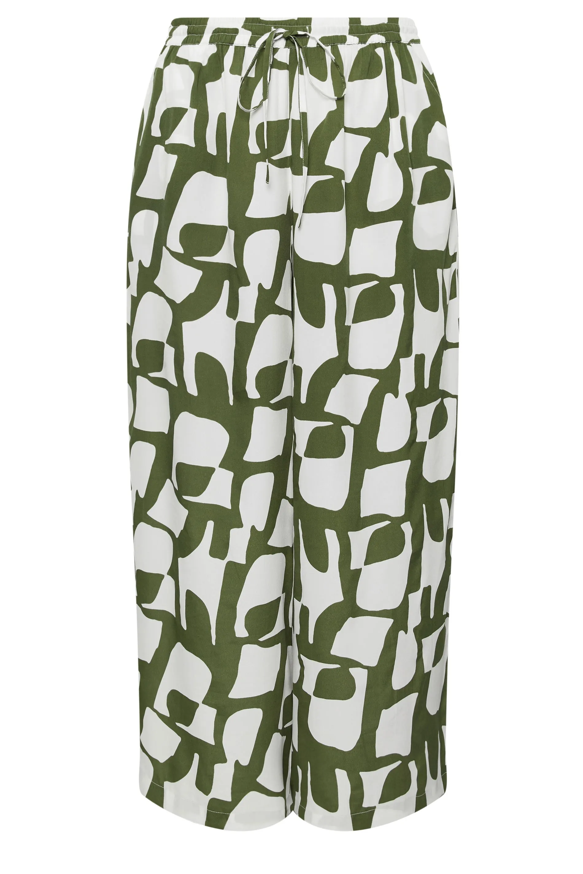 LIMITED COLLECTION Curve Green Abstract Print Drawstring Wide Leg Trousers