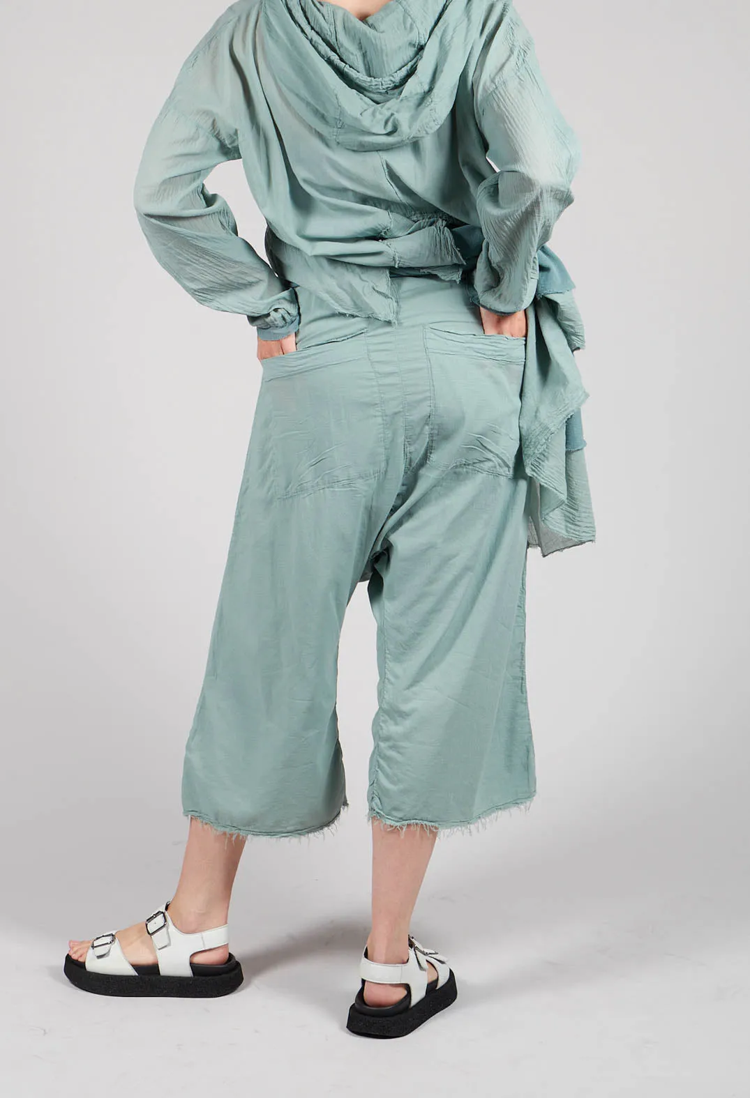 Low Crotch Pull on Trousers in  Pale Turquoise