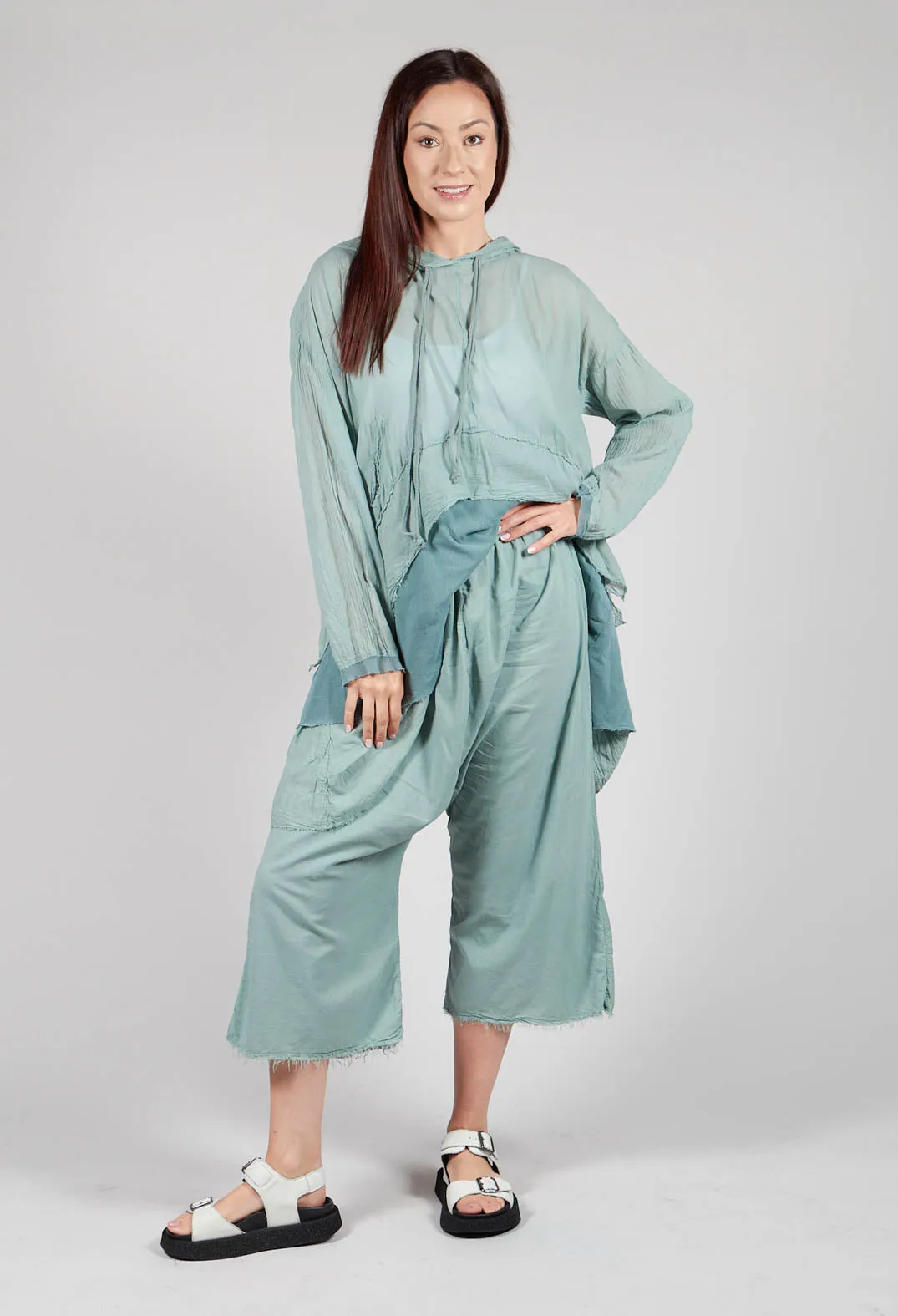 Low Crotch Pull on Trousers in  Pale Turquoise