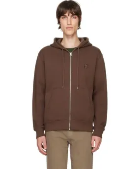 Maison Kitsune Brown Bold Fox Head Patch Zipped Hoodie