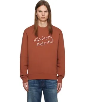 Maison Kitsune Brown 'Maison Kitsuné' Handwriting Gingham Sweatshirt