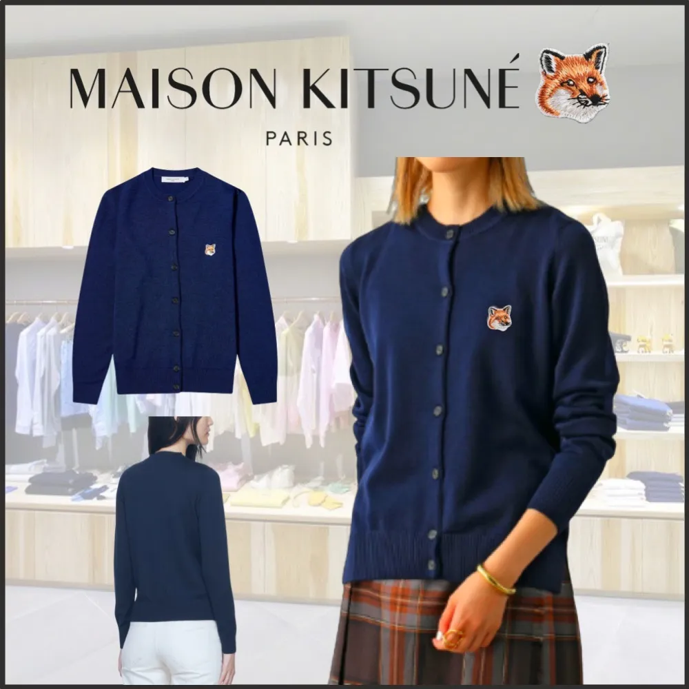 MAISON KITSUNE  |Casual Style Unisex Wool Long Sleeves Other Animal Patterns