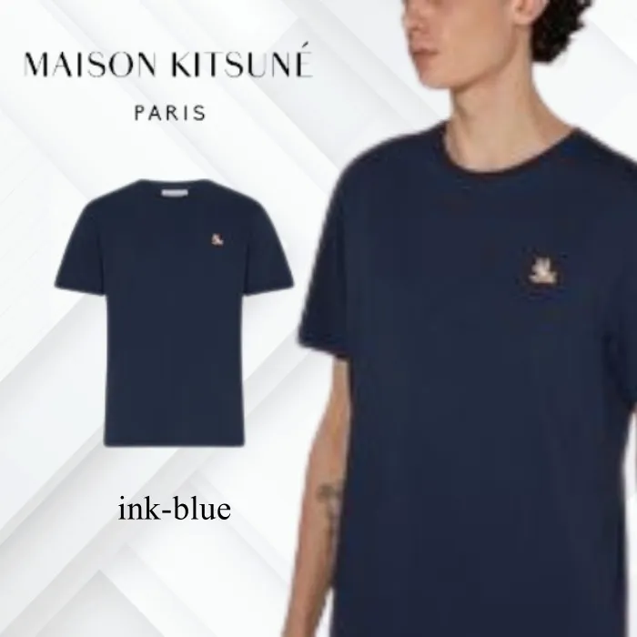 MAISON KITSUNE  |Crew Neck Plain Other Animal Patterns Cotton Short Sleeves