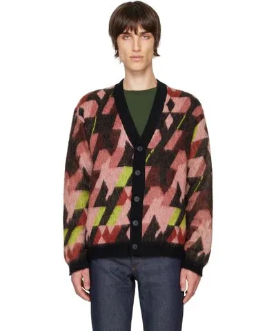 Maison Kitsune Multicolor Graphic Mohair Jacquard Cardigan