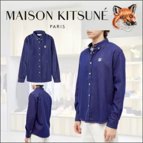 MAISON KITSUNE  |Unisex Denim Long Sleeves Plain Other Animal Patterns Cotton