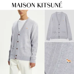 MAISON KITSUNE  |Unisex Plain Other Animal Patterns Logo Designers Cardigans