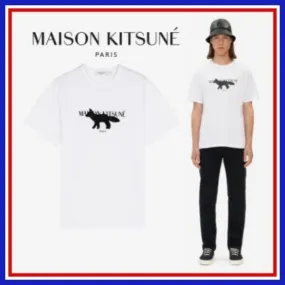 MAISON KITSUNE  |Unisex U-Neck Plain Other Animal Patterns Cotton