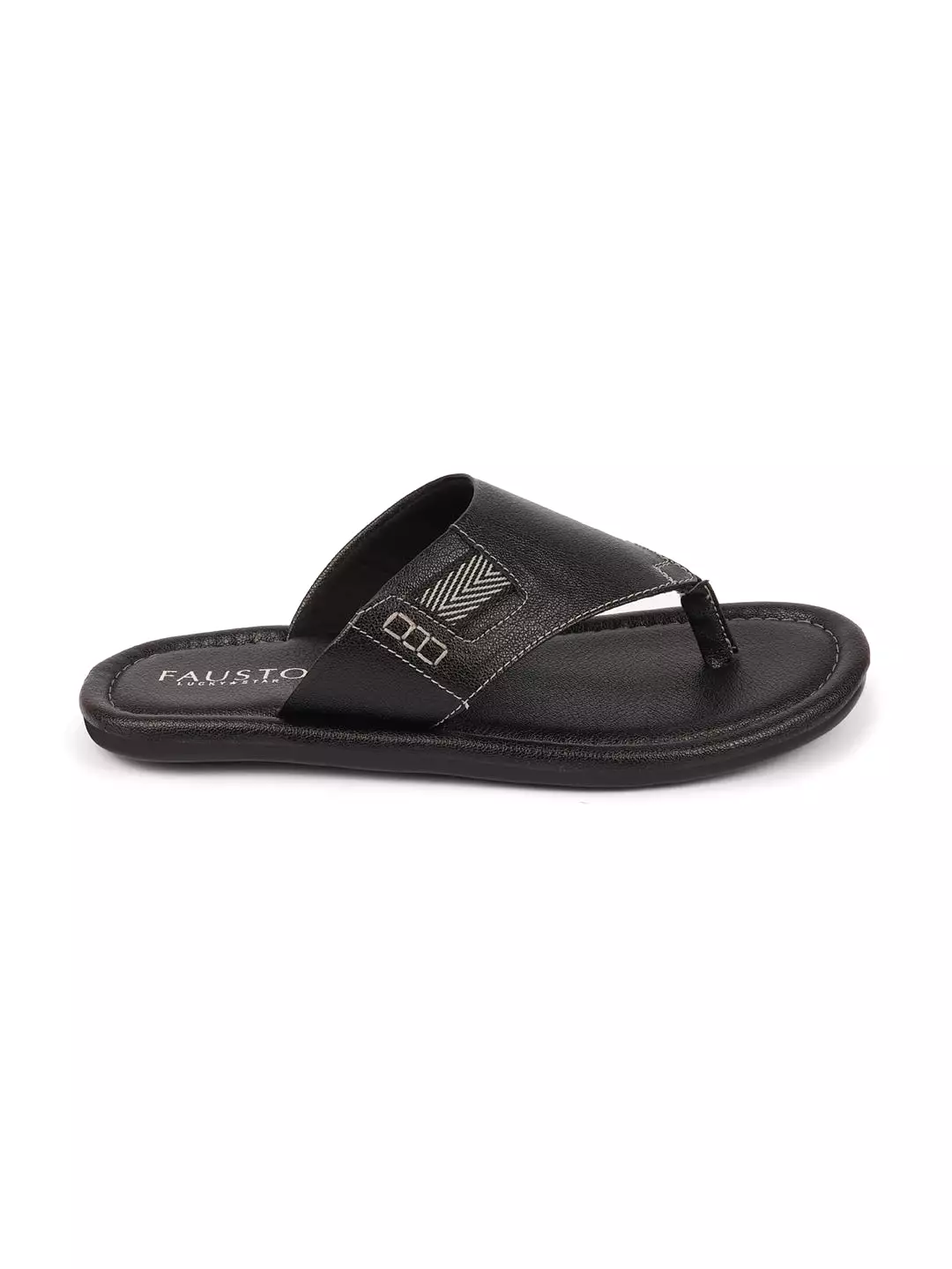 Men Black Outdoor Comfort Thong Slipper Sandals