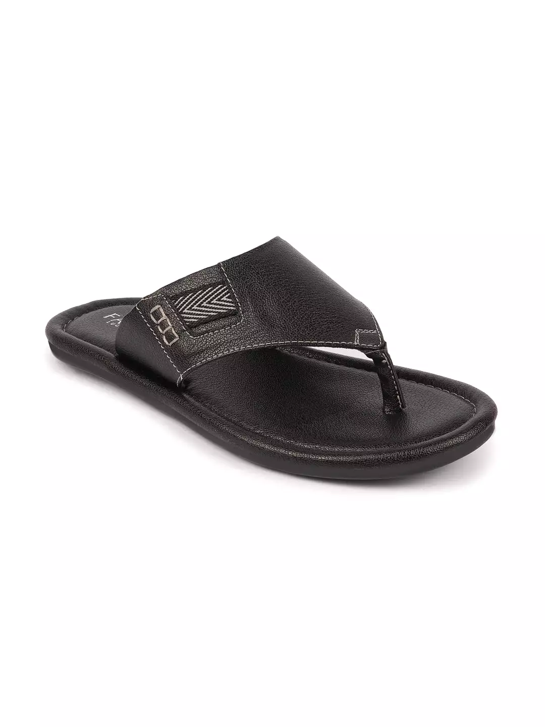 Men Black Outdoor Comfort Thong Slipper Sandals