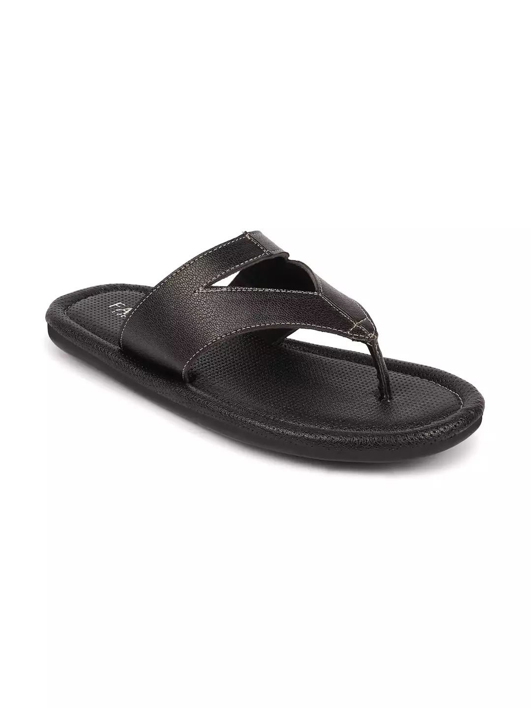 Men Black Textured Design Outdoor Thong Slipper Sandals