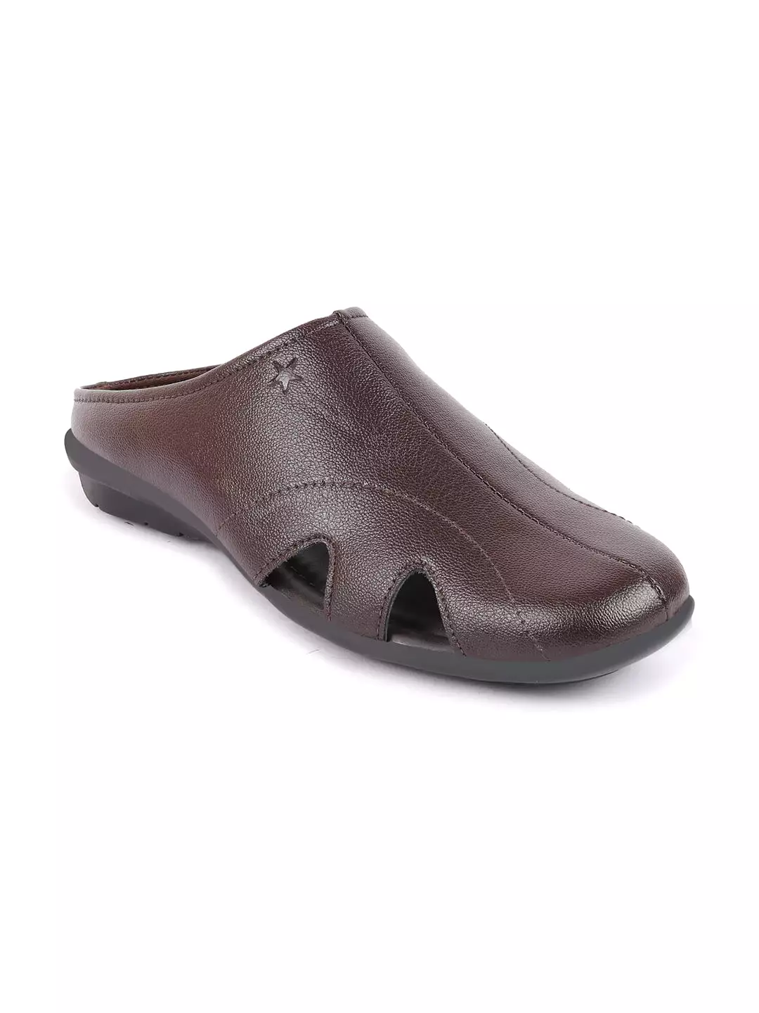 Men Brown Back Open Outdoor Slip-On Slipper Sandals