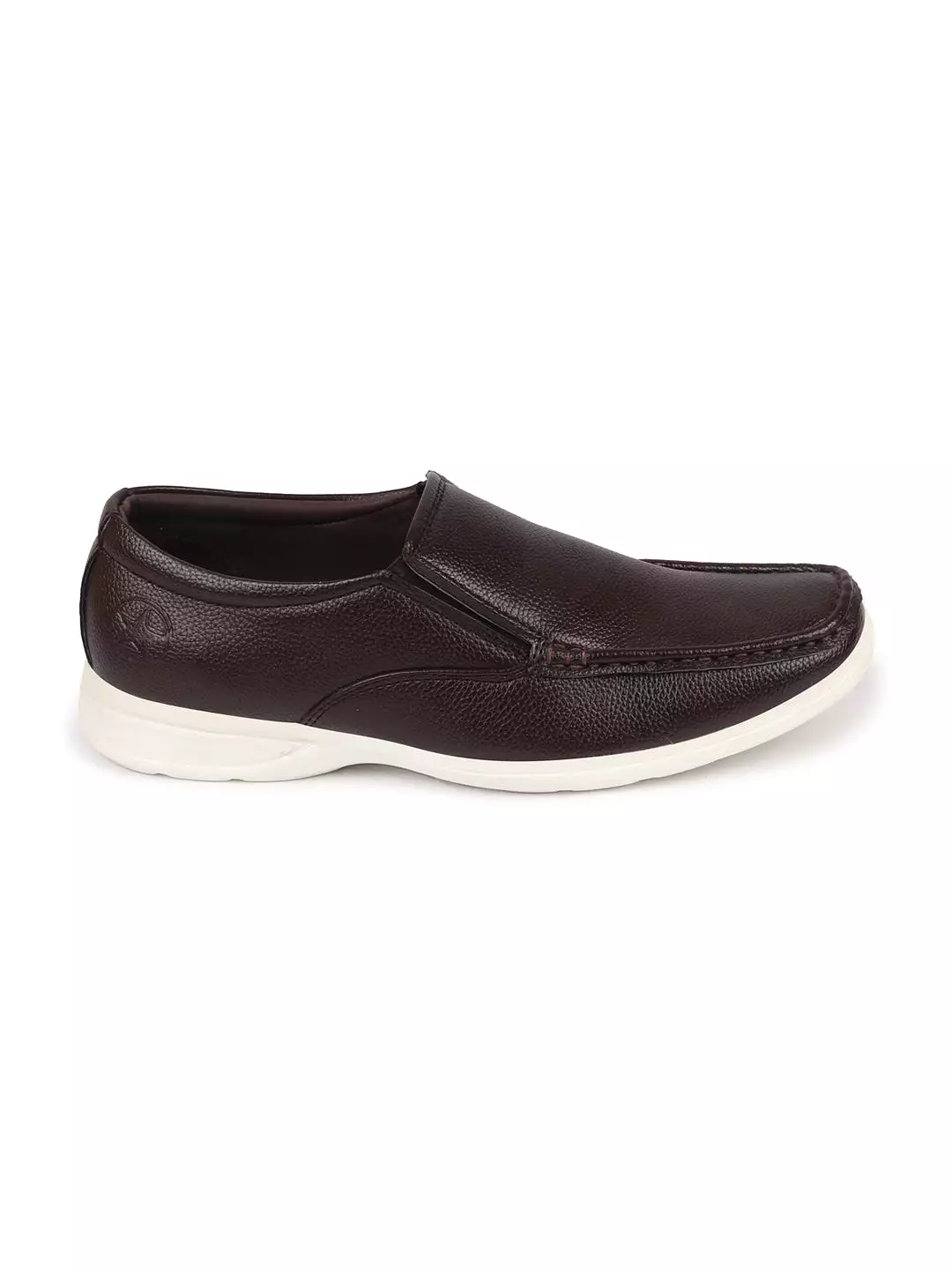 Men Brown Side Stitched Casual Comfort Slip-On Loafer Shoes