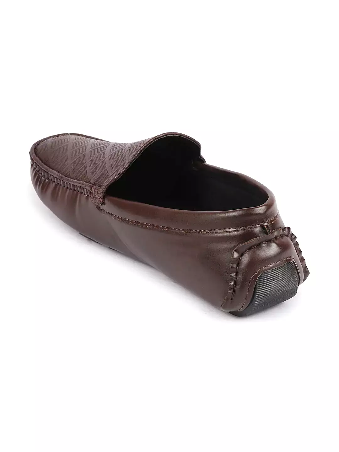 Men Brown Textured Design Casual Classic Slip On Driving Loafer and Moccasins