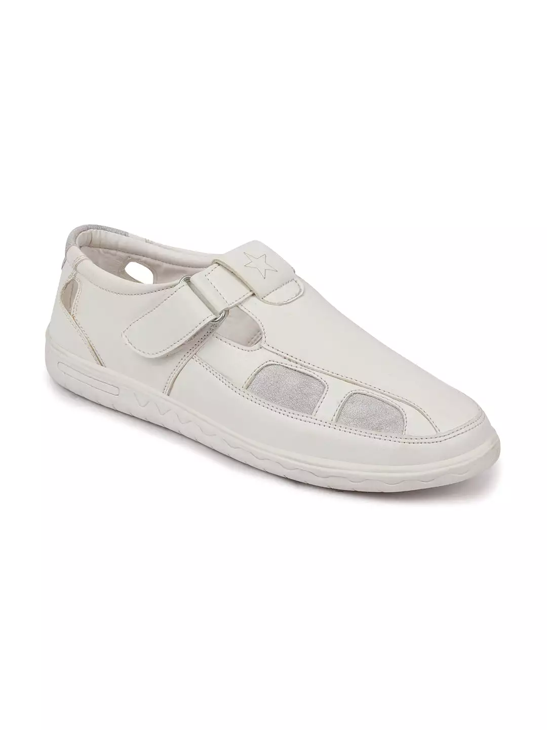 Men White Front Open Shoe Style Sandals