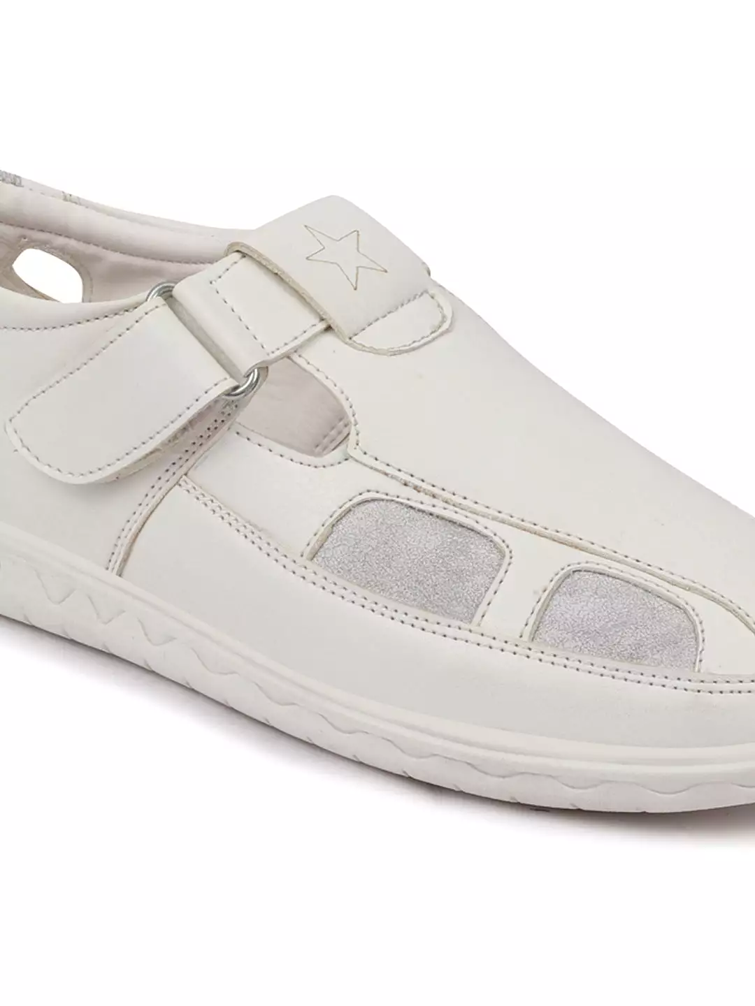 Men White Front Open Shoe Style Sandals