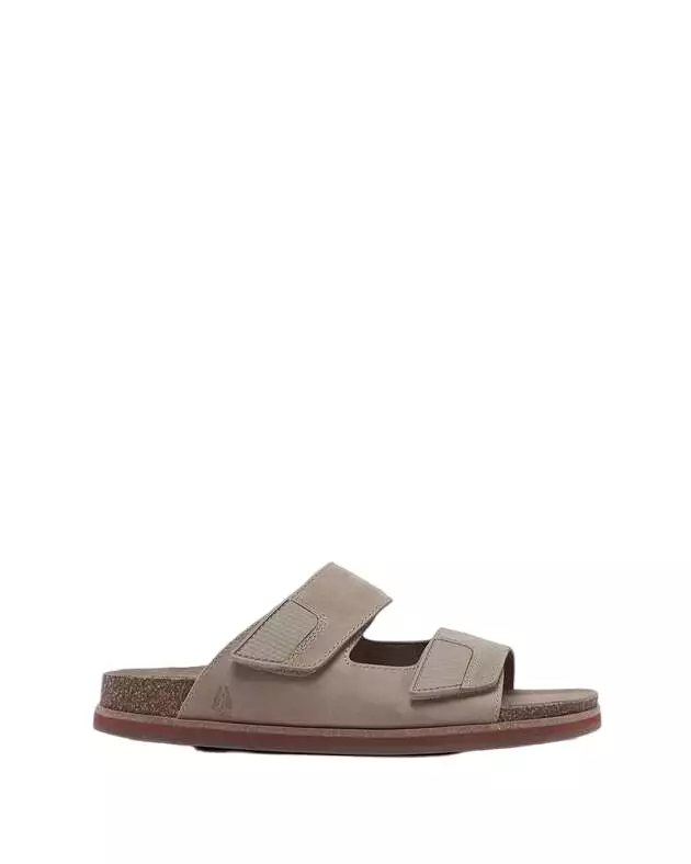 Mens Hush Puppies Cracker Taupe Sandals Slip On Leather Shoes