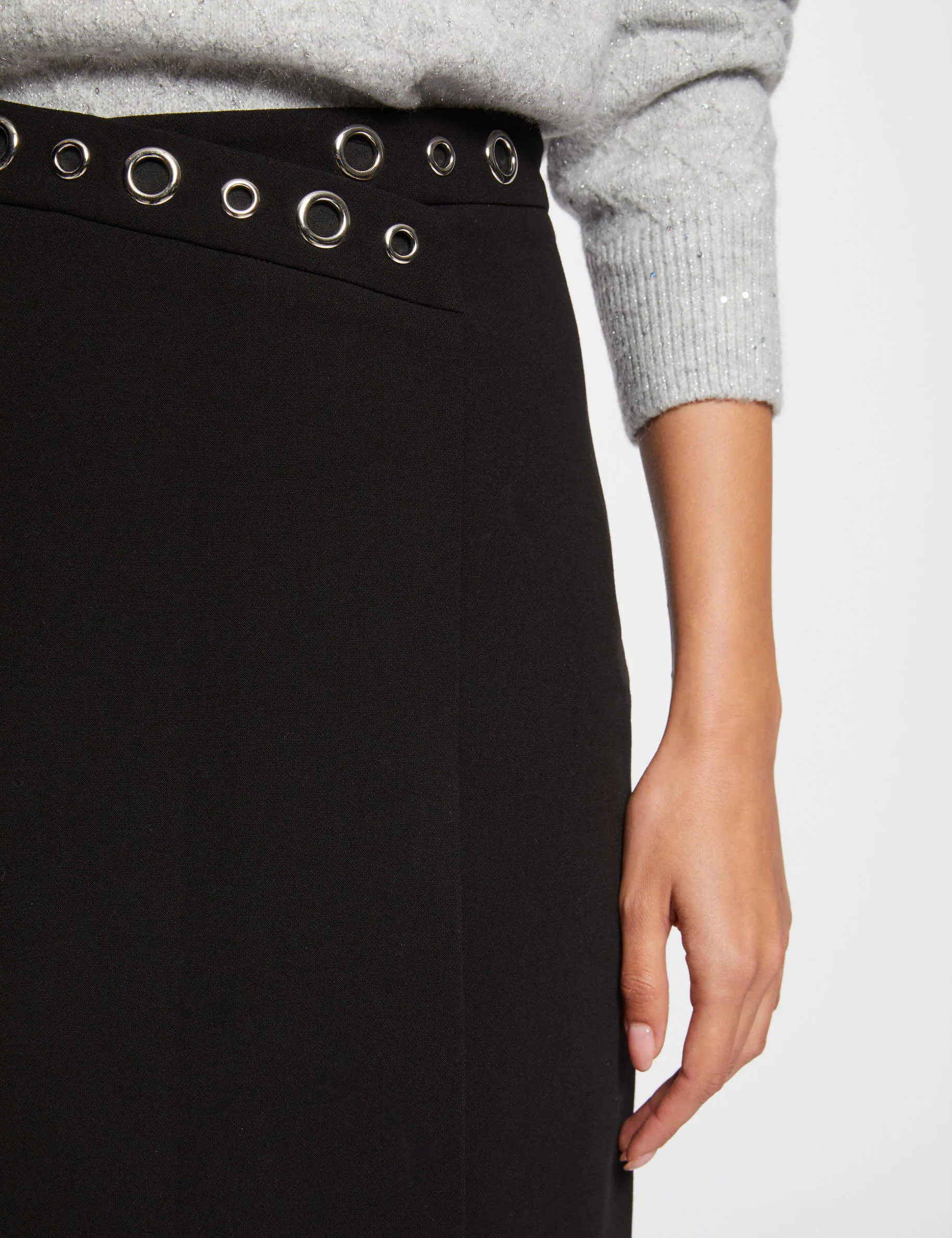 Mini skirt eyelets details black women