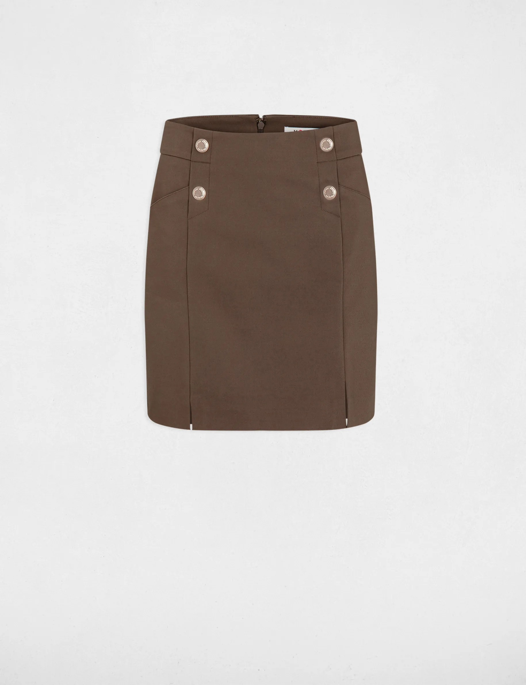 Mini skirt with buttons khaki green women