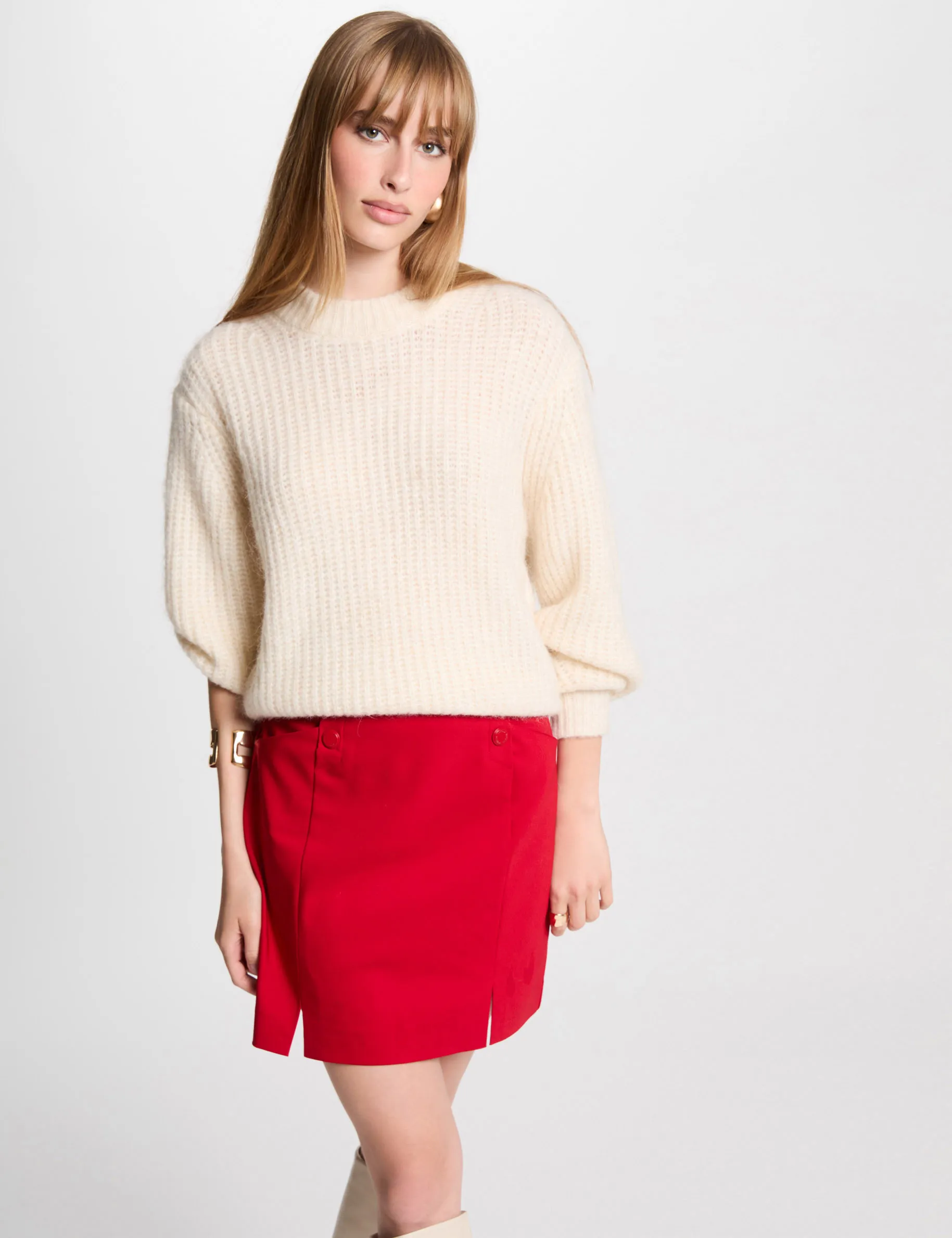 Mini skirt with buttons red women