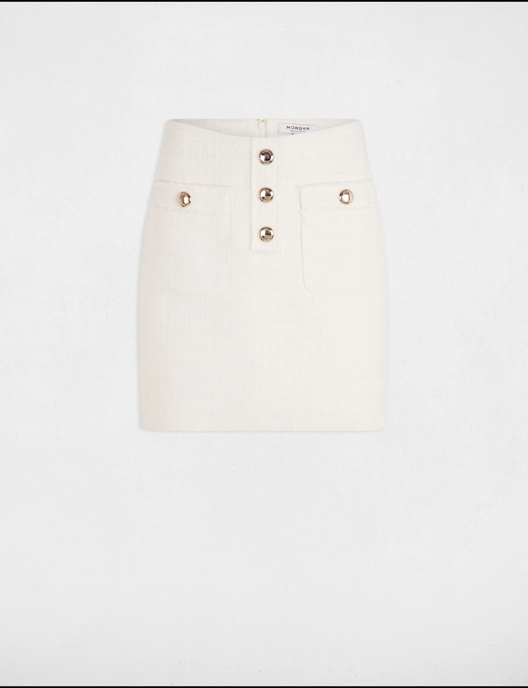 Mini tweed skirt ivory women