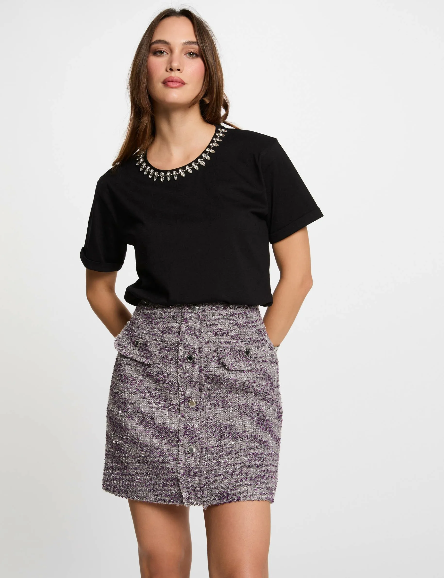 Mini tweed skirt multicolor women