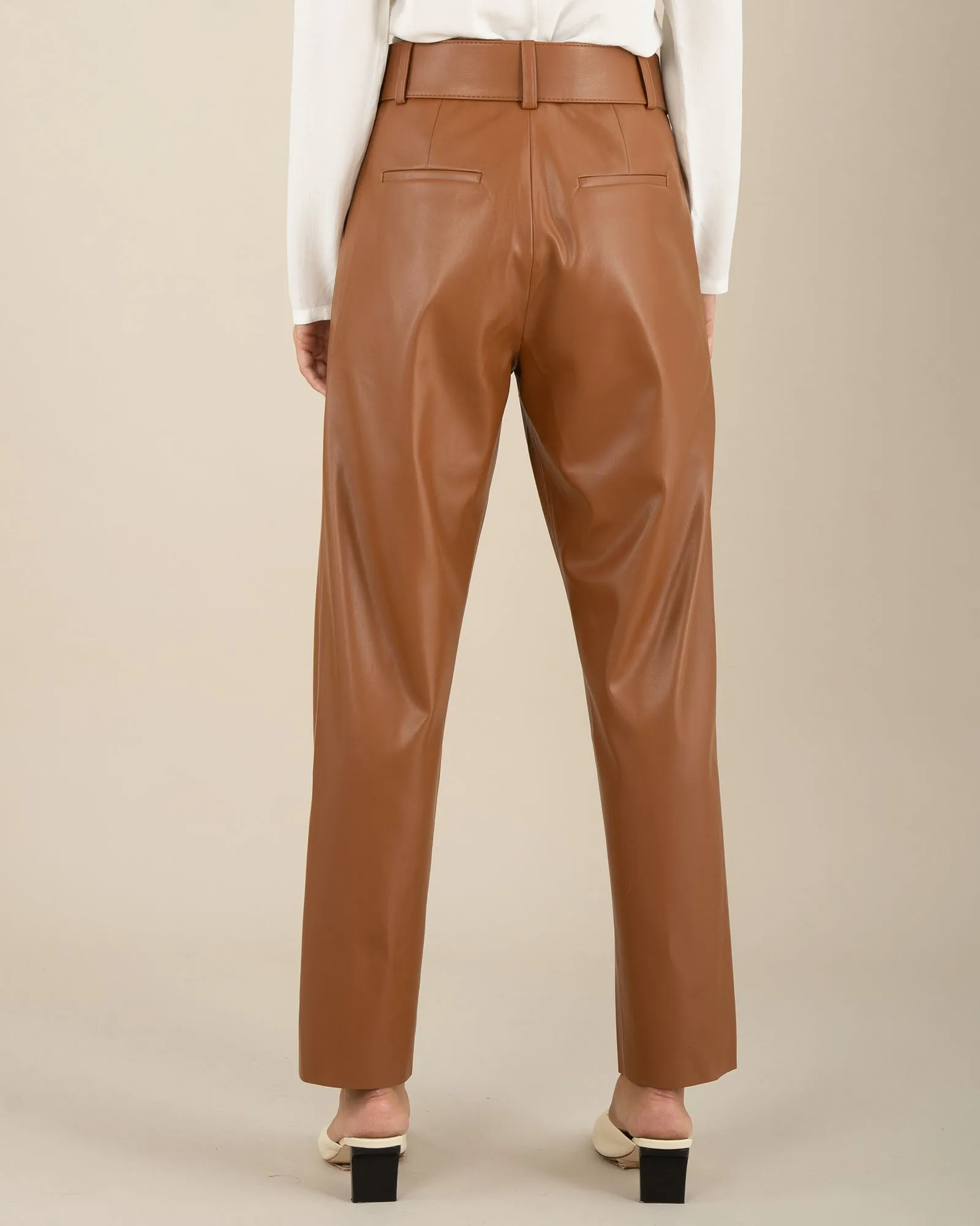 Monrow Vegan Leather Pant - Tan