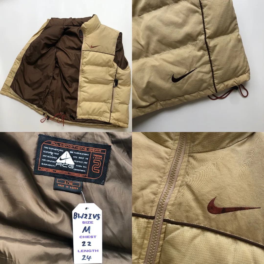 Nike ACG Vintage Beige Down Puffer Jacket Gilet Medium