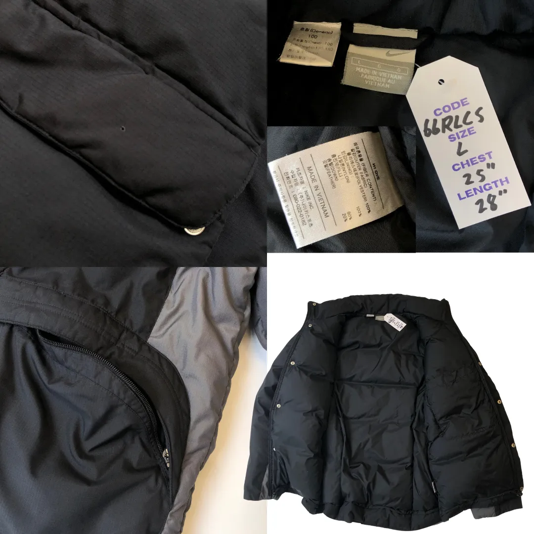 Nike Vintage Black/Grey Down Puffer Jacket Large