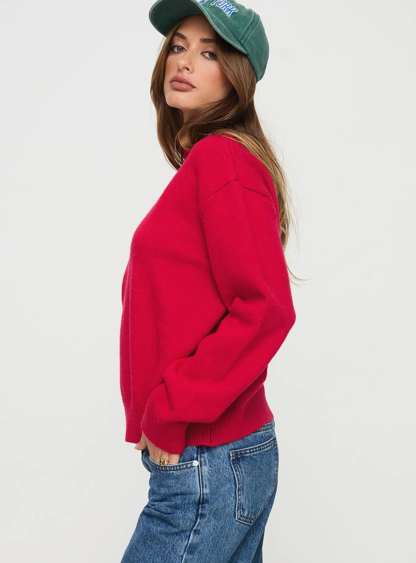 Oberan Knit Sweater Red