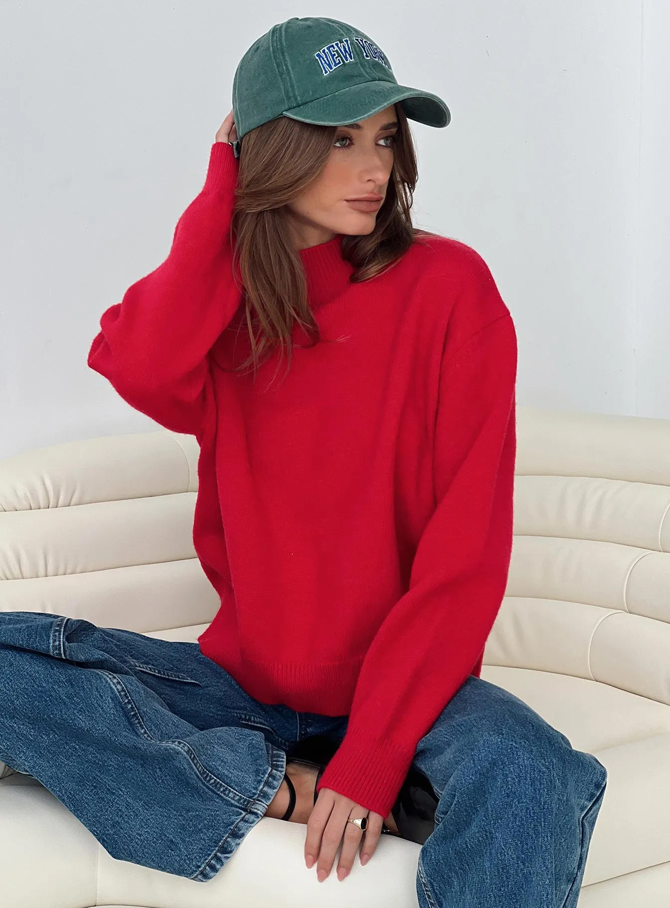 Oberan Knit Sweater Red