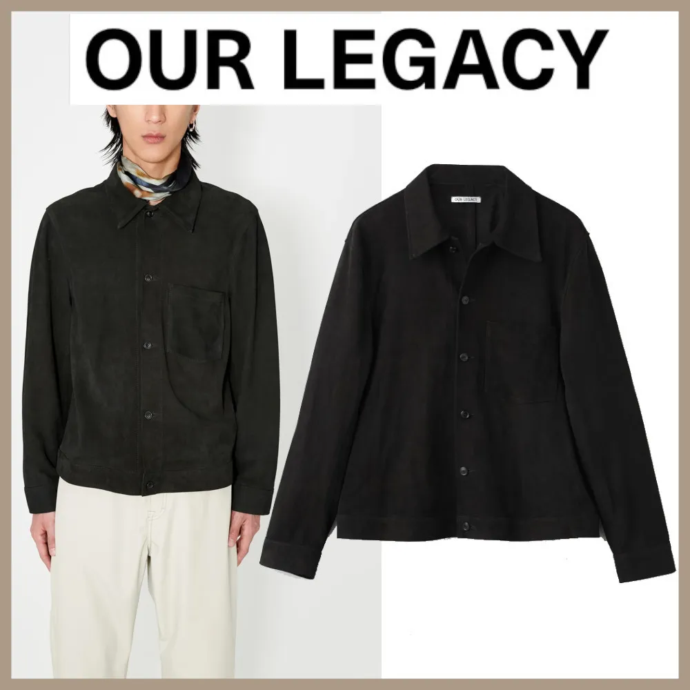 OUR LEGACY  |Unisex Suede Street Style Long Sleeves Plain Front Button