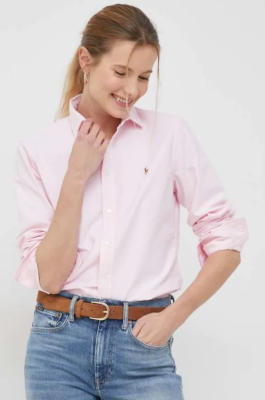 Polo Ralph Lauren cotton shirt women's pink color