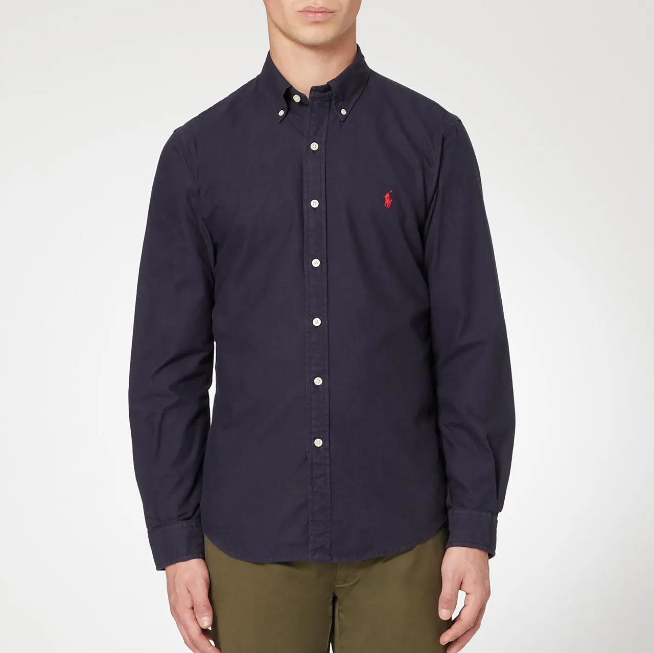 POLO RALPH LAUREN Garment Dyed Classic Slim Fit Shirt - Navy