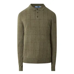 POLO RALPH LAUREN Grid Knitted Long-Sleeved Polo Shirt - Olive Combo