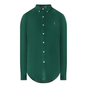 POLO RALPH LAUREN Logo Corduroy Slim Fit Shirt - Dark Green