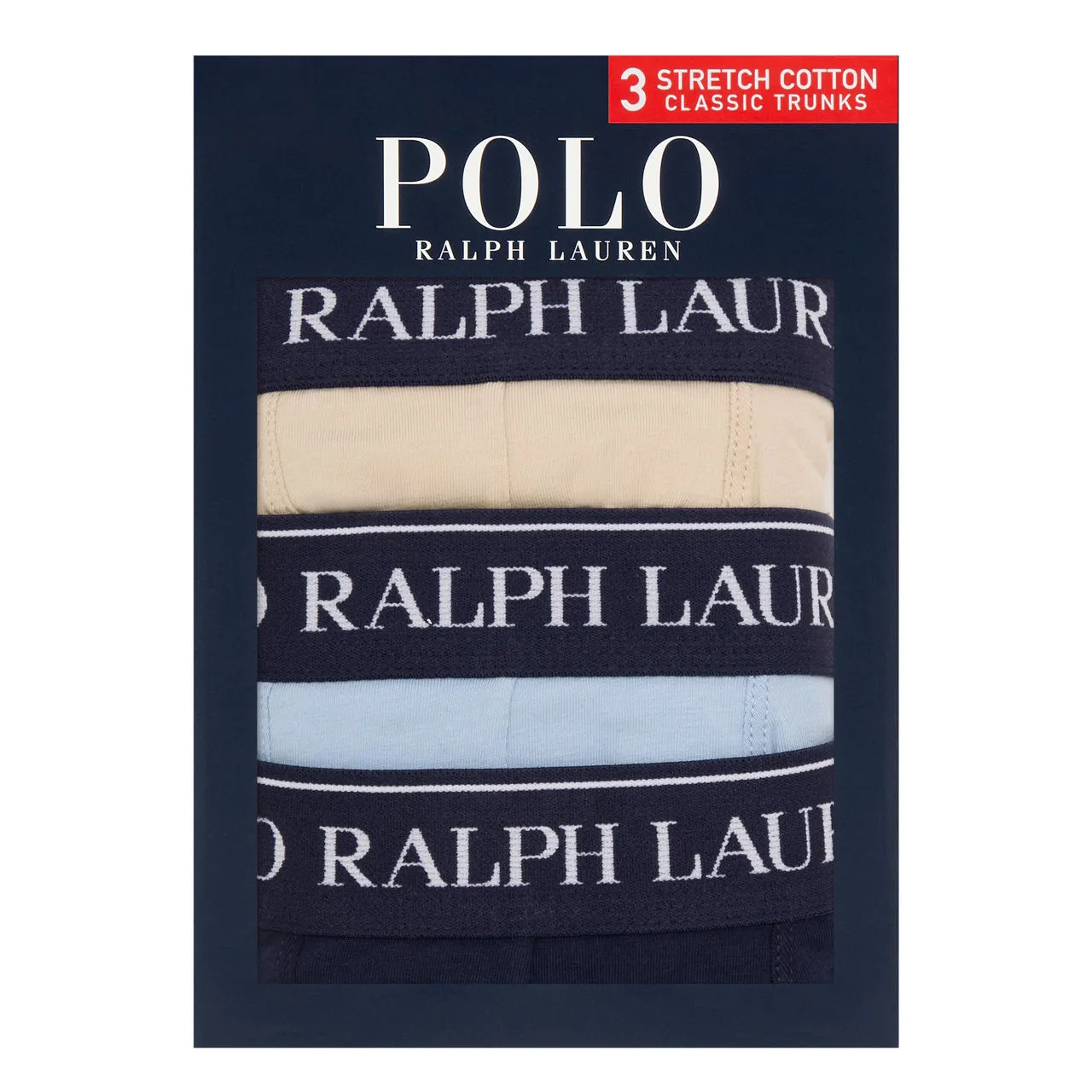 POLO RALPH LAUREN Three-Pack Mixed Solid Classic Trunks - Beige