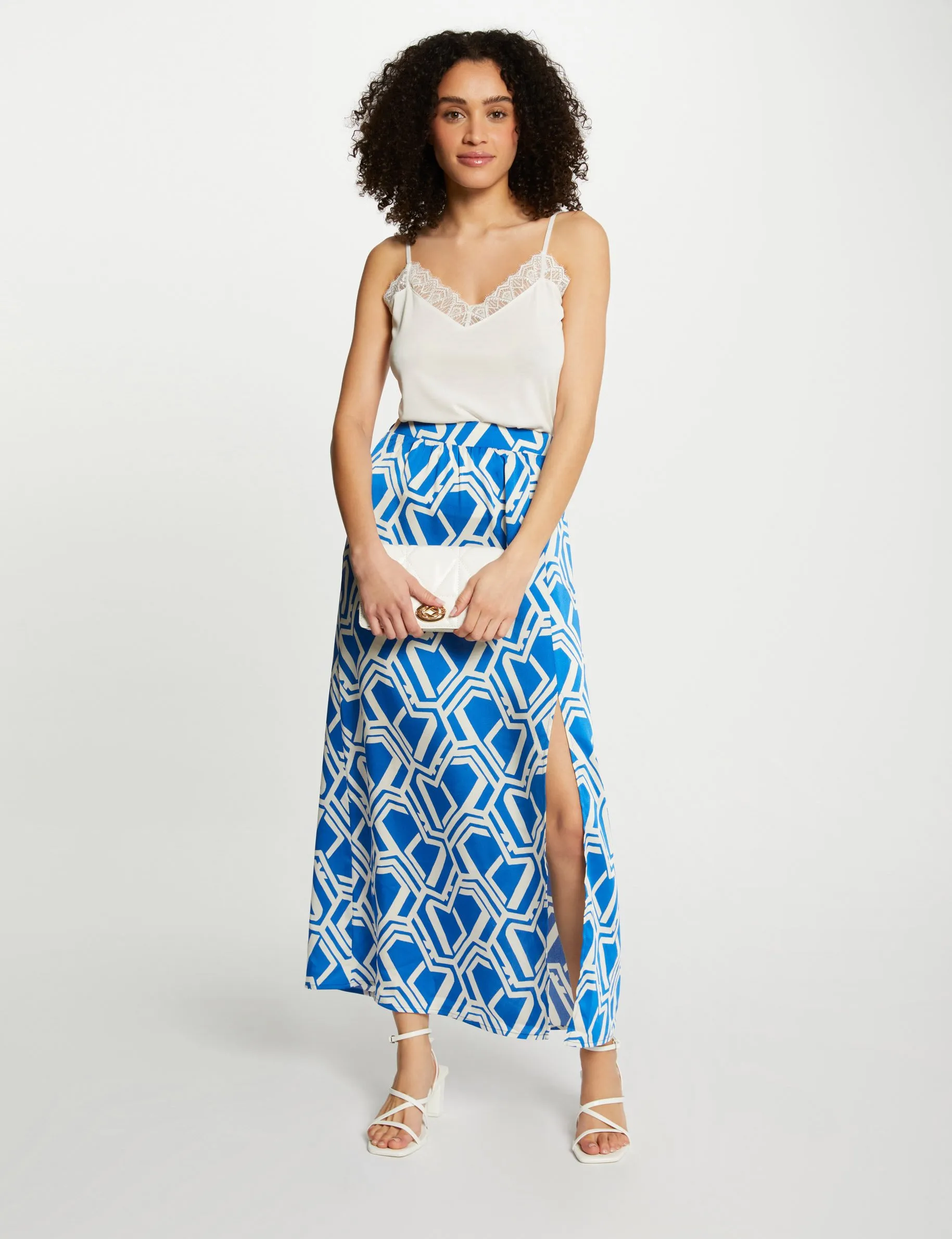 Printed A-line maxi skirt multicolored women