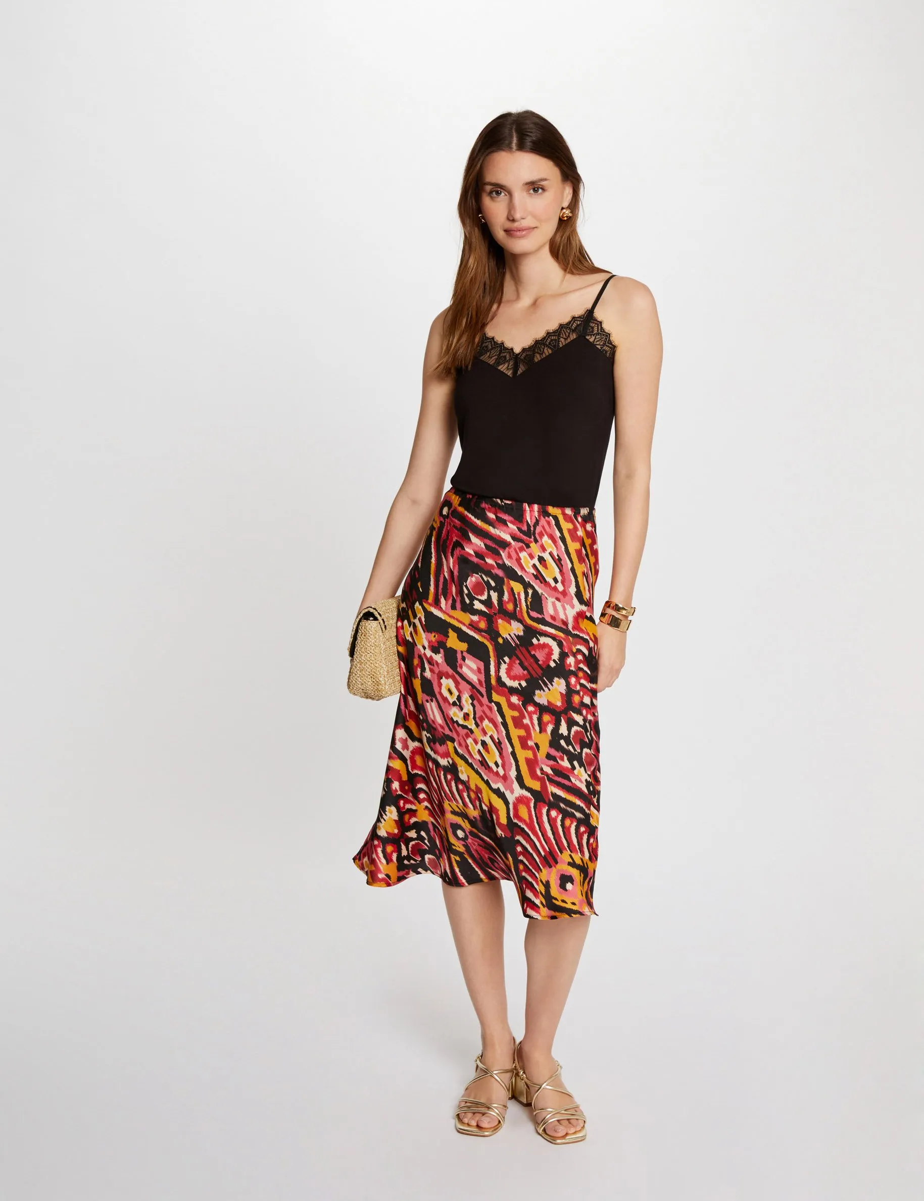 Printed straight skirt multicolored women