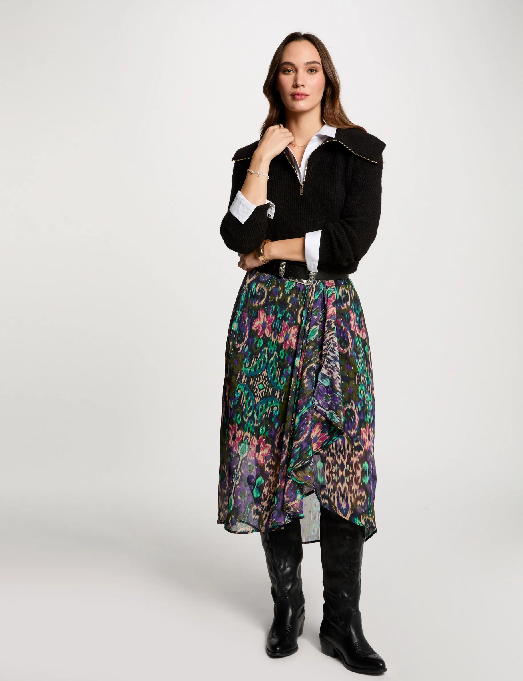 Printed wrap skirt multicolor women