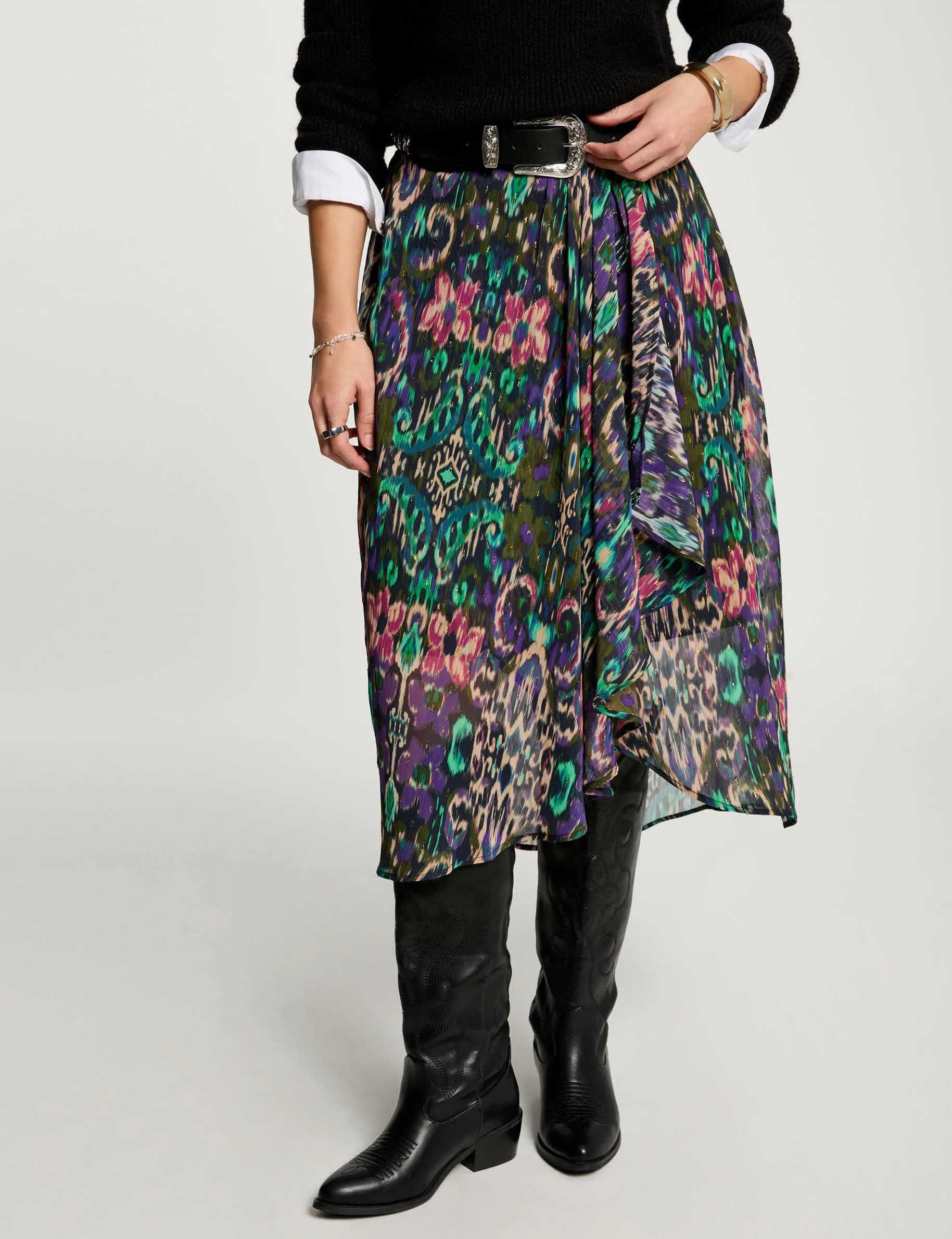 Printed wrap skirt multicolor women