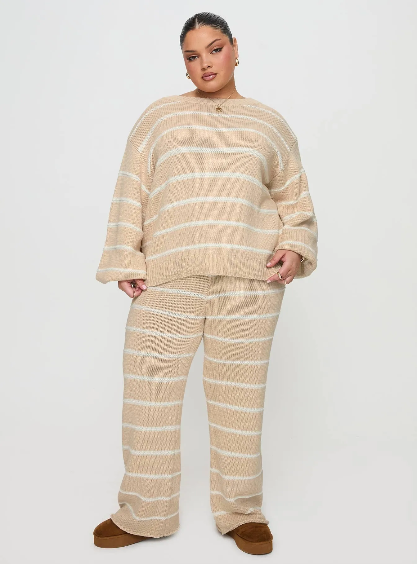 Read Your Mind Knit Sweater Cream Stripe