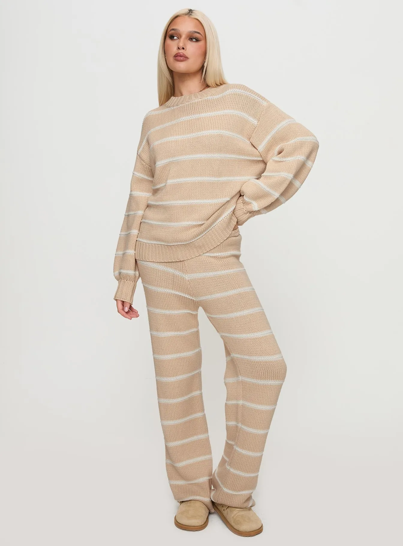 Read Your Mind Knit Sweater Cream Stripe