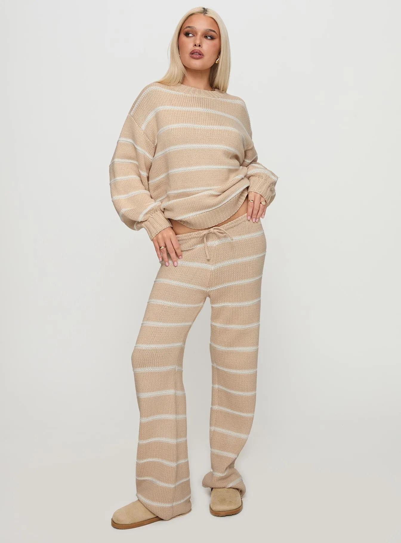 Read Your Mind Knit Sweater Cream Stripe