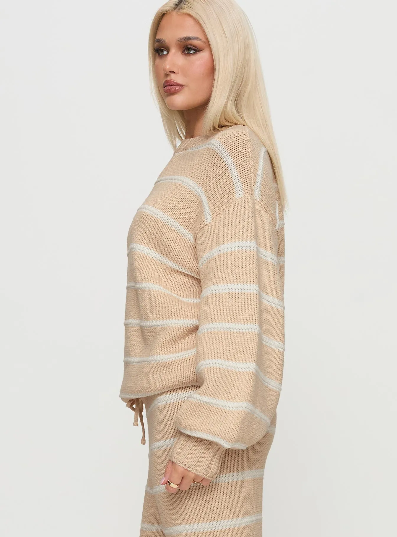 Read Your Mind Knit Sweater Cream Stripe