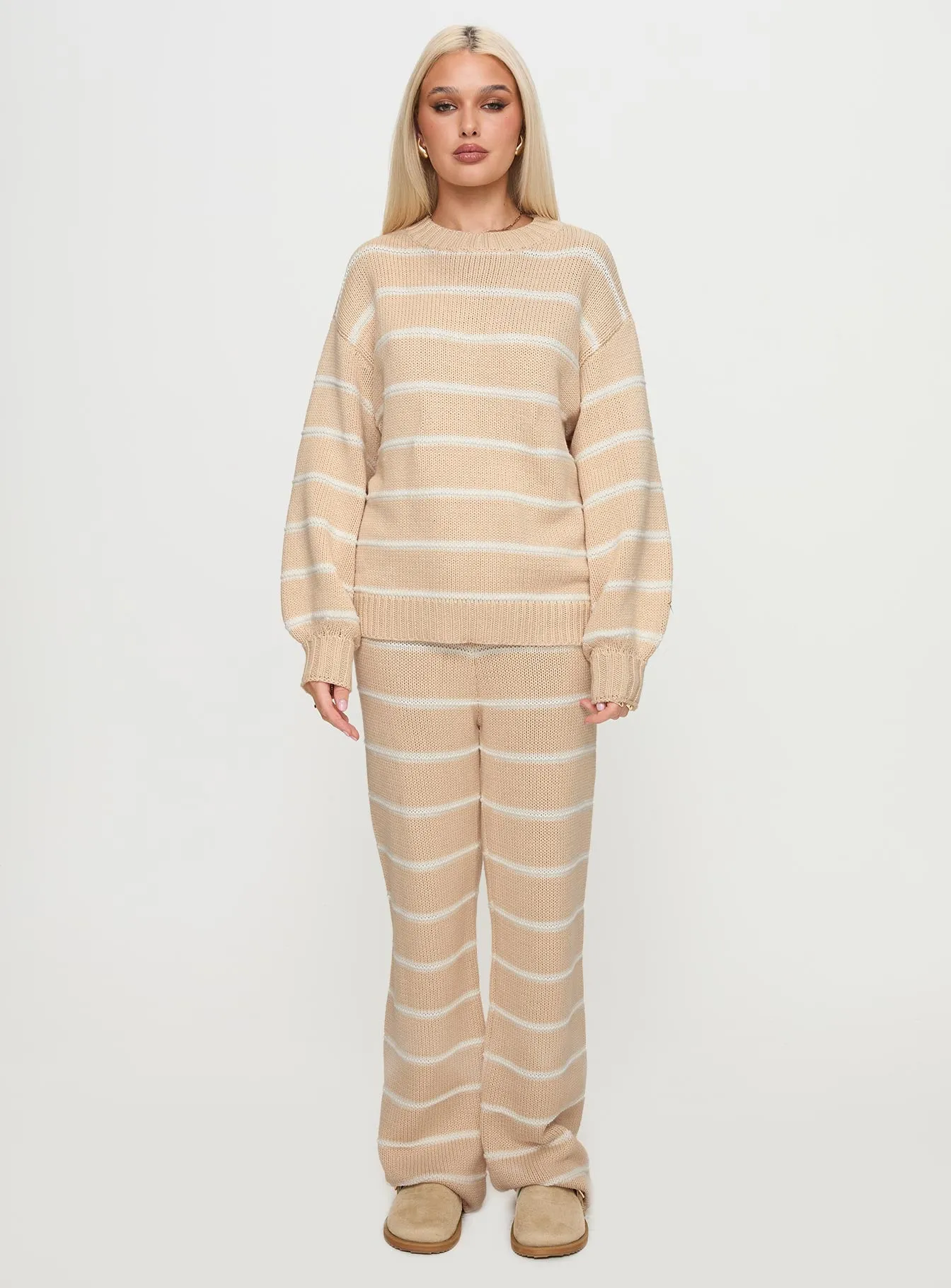 Read Your Mind Knit Sweater Cream Stripe