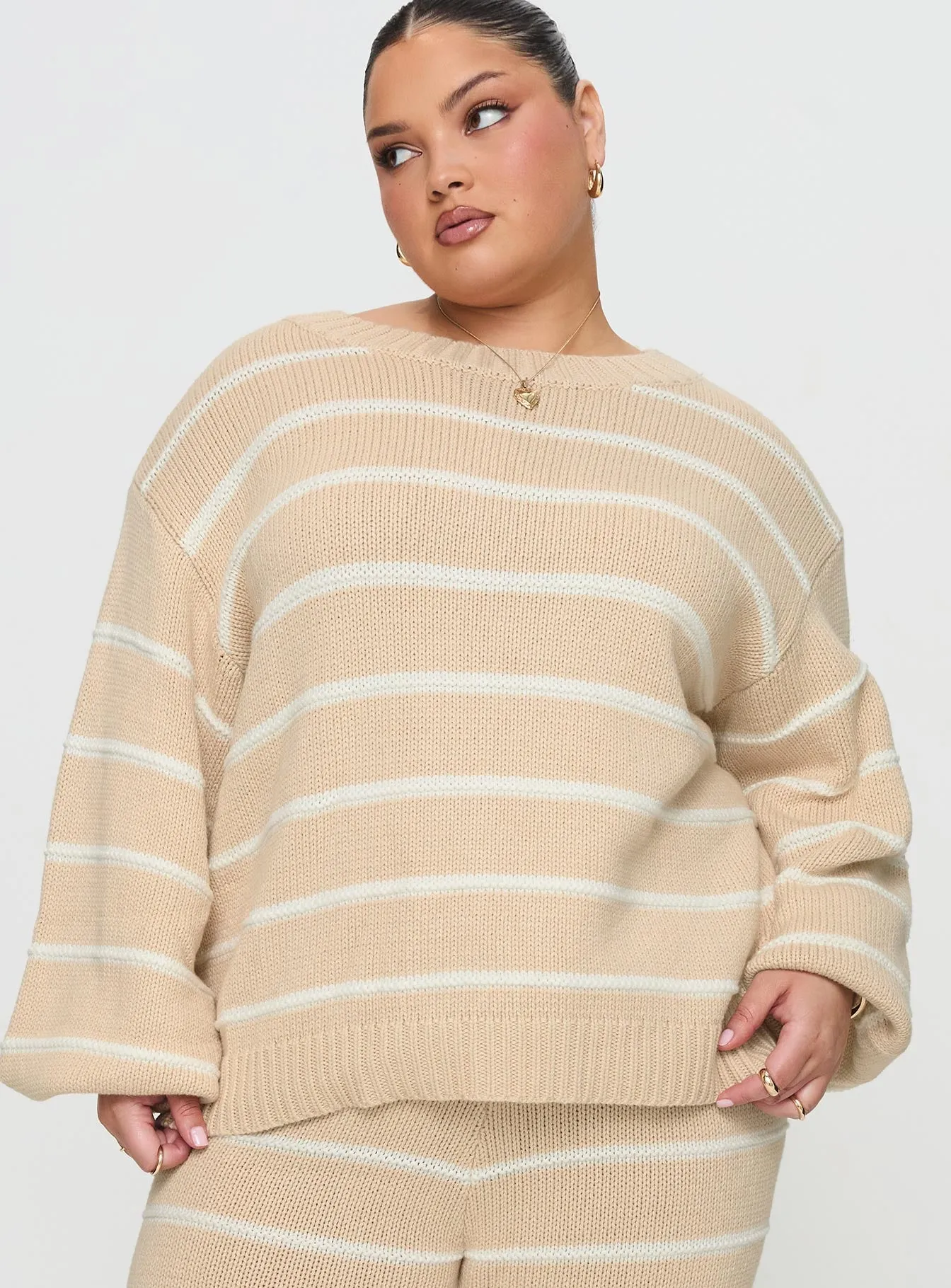 Read Your Mind Knit Sweater Cream Stripe