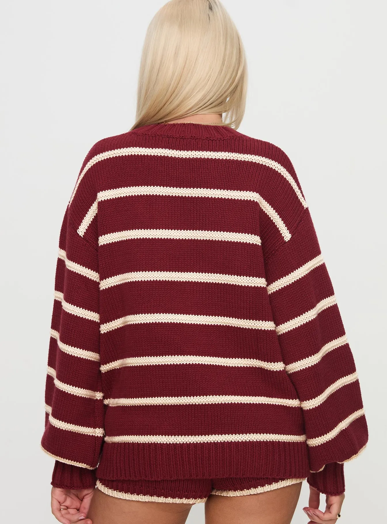 Read Your Mind Knit Sweater Maroon Stripe